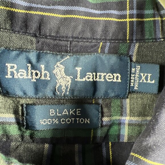 Ralph Lauren Men's Shirt XL Gray Blue Green Pony Plaid Long Sleeve Blake Button - Picture 4 of 8